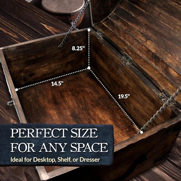 Handmade Pirate Treasure Chest for Kids Prizes & Classroom with Lock and Skeleto - Picture 6 of 8